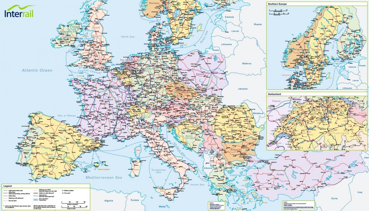 מפה של interrail שוויץ 