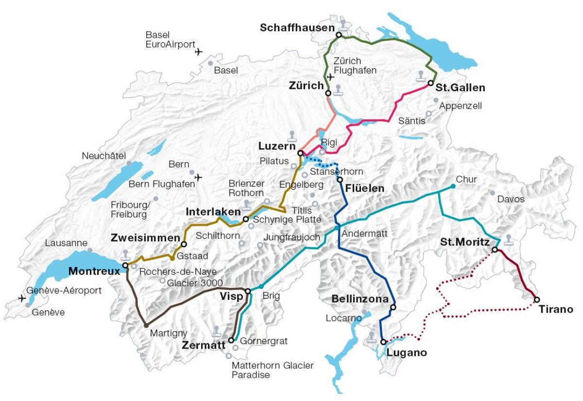 שוויץ הרכבת כביש מפה