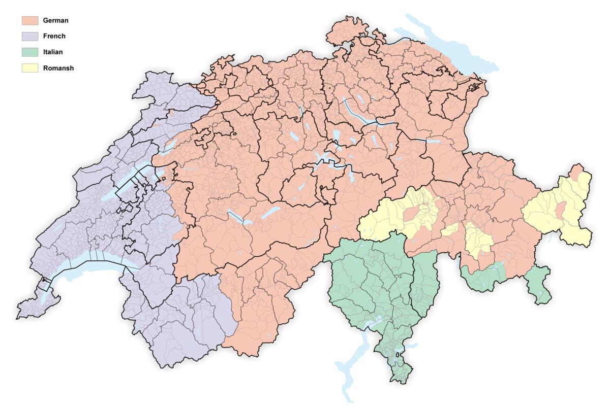 מפה של שוויץ שפה