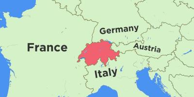 מפה של שוויץ ובמדינות שכנות